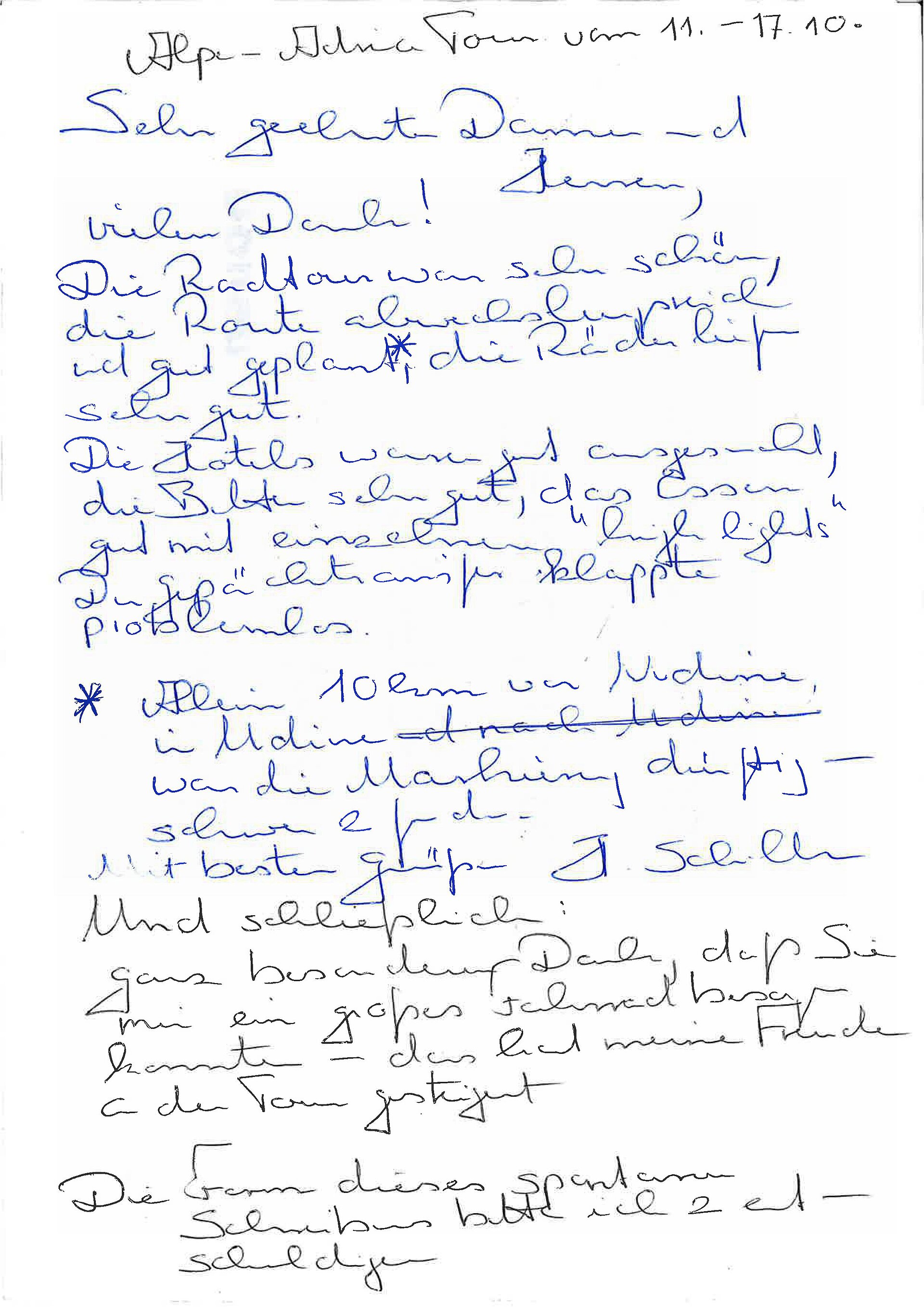 Alpe Adria Kunden Brief